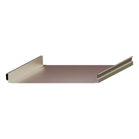 A 3D render of an F15 snaplock metal roofing panel