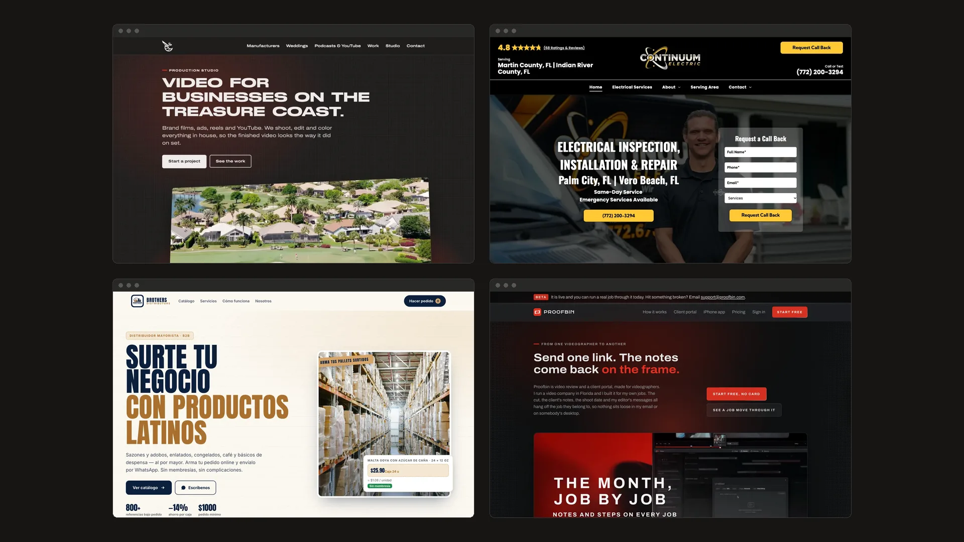 Four websites we designed and built, side by side